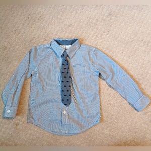 Boy's Koala Kids Pinstripe Button Down Shirt & Whale Tie - Blue/White (3T) NWT